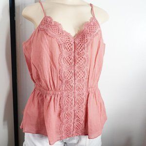 New EXPRESS WOMEN Rose Lace Peplum Cami Size large